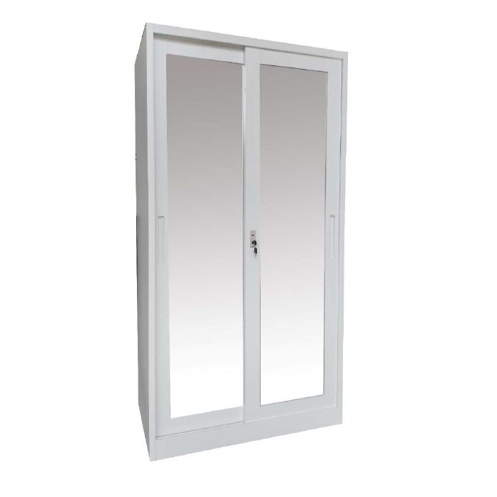 A white wardrobe featuring a delicate design on its door, adding a touch of nature to the furniture.
