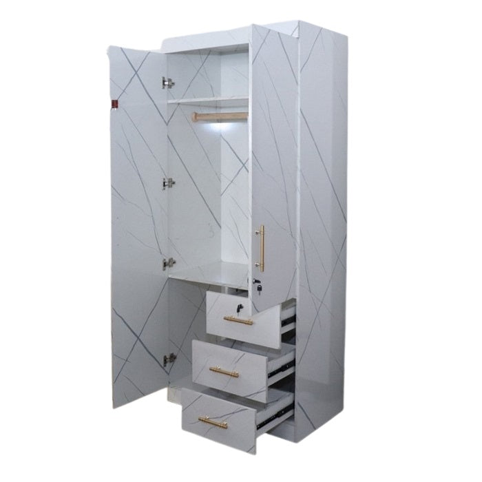 A wooden cabinet with four doors and two drawer, highlighting its elegant craftsmanship and functional storage.