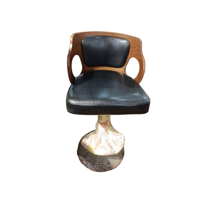 David Swivel Bar Stool | Bentwood Seat with Upholstered Cushion & Stainless Steel Base
