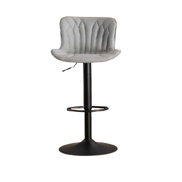Colin Adjustable Swivel Bar Stool | Fabric Upholstered Seat with Channel-Stitched Backrest & Black Metal Base