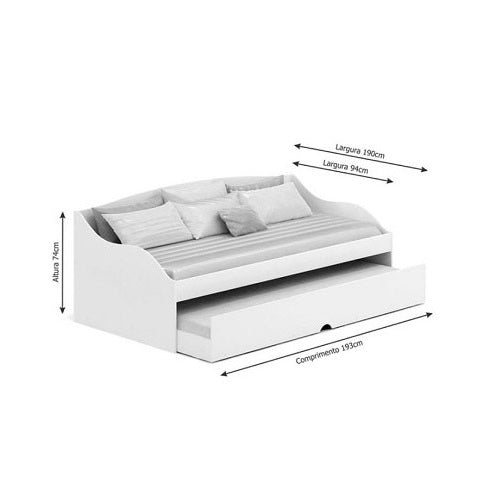A modern daybed with an integrated pull-out bed underneath, perfect for maximizing space in any room.