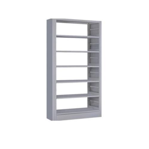 A steel white bookshelf with adjustable layer, for book binders, and decorative items.