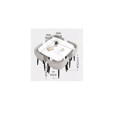 A modern dining table with matching chairs, designed for comfort and social dining experiences.