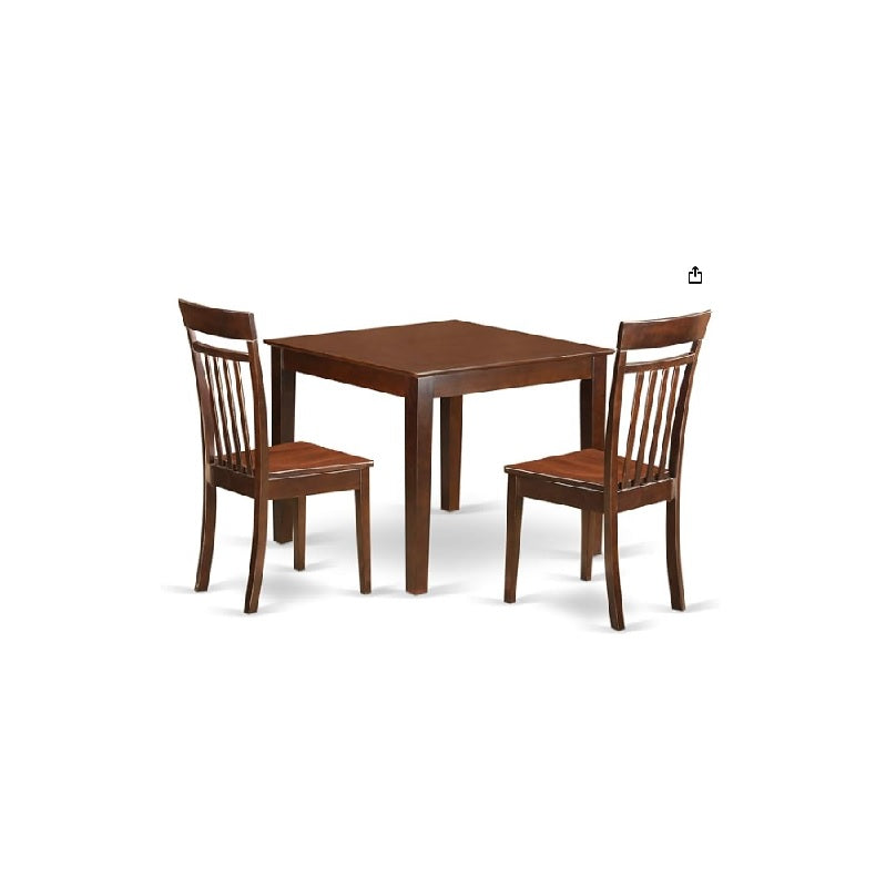 Radge 2 Seater Dining Set | Square Wooden Dining Set with Slatted Back Chairs