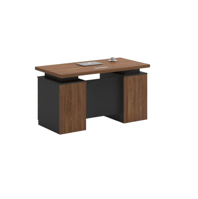 A office desk with a wooden drawer, perfect for efficient workspace management.