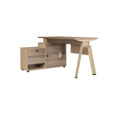 A desk featuring drawers alongside a matching file cabinet, creating a clean and organized workspace.