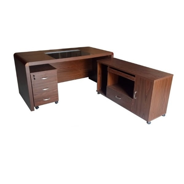 A presidential table featuring multiple drawers, showcasing a classic and functional design for any workspace.