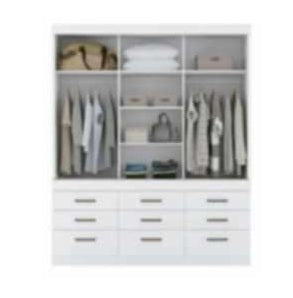 A wooden cabinet with three doors and nine drawer, highlighting its elegant craftsmanship and functional storage.