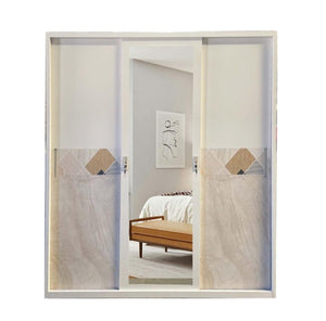 Nova 3 Door Steel Wardrobe with Mirror, Built-In Vault & Sliding Doors