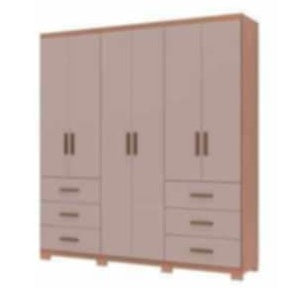 A wooden cabinet with six doors and six drawer, highlighting its elegant craftsmanship and functional storage.