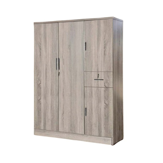 A wooden cabinet with four doors and one drawer, highlighting its elegant craftsmanship and functional storage.