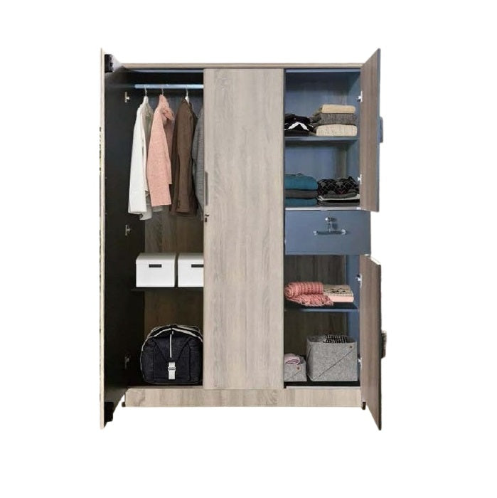 A wooden cabinet with four doors and one drawer, highlighting its elegant craftsmanship and functional storage.