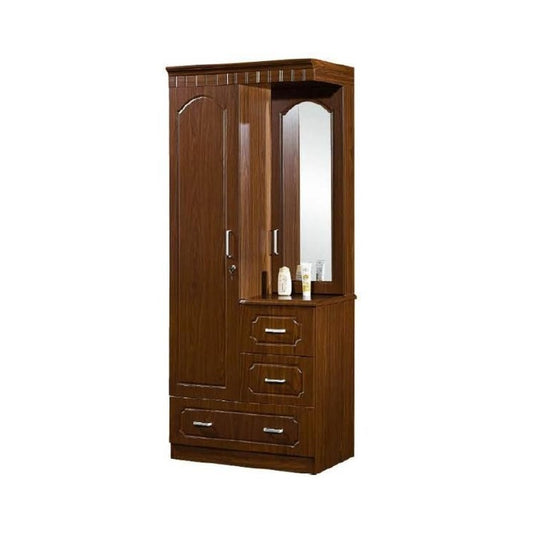 Cinnamon Single Door Wardrobe with Mirror & 4 Drawers