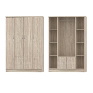 Damon 4 Door Wardrobe with 2 Drawers, Lock & Keys