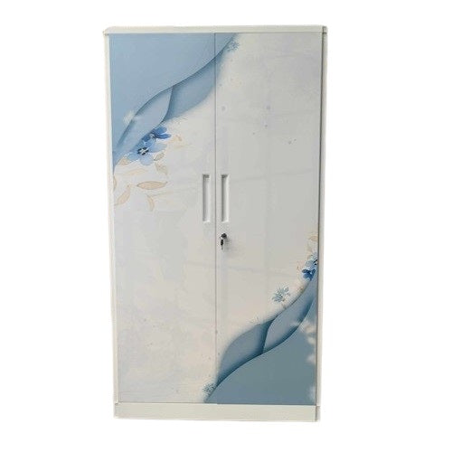 A stylish wardrobe with two doors, combining brown and white colors for a contemporary look in home furnishings.