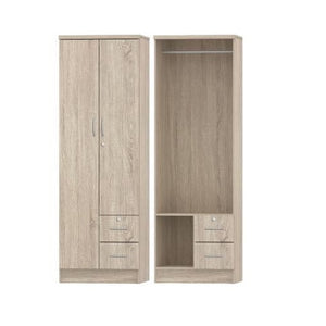 Darius 2 Door Wardrobe with 2 Drawers, Lock & Keys