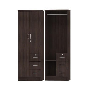 Dante 2 Door Wardrobe with 3 Drawers, Lock & Keys