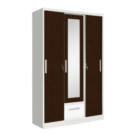 A white wardrobe featuring a delicate design on its door, adding a touch of nature to the furniture.