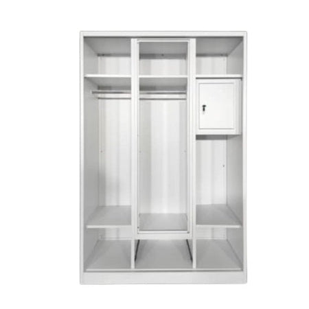 A white wardrobe featuring a delicate design on its door, adding a touch of nature to the furniture.