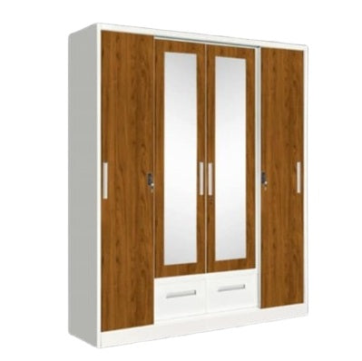 A stylish wardrobe with two doors, combining brown and white colors for a contemporary look in home furnishings.