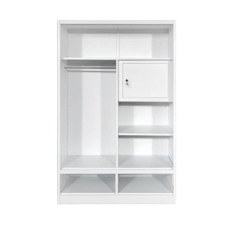 A white wardrobe featuring a delicate design on its door, adding a touch of nature to the furniture.