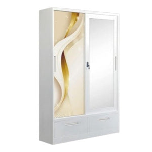 Braden 2 Door Wardrobe with 2 Drawers, Mirror, Built-In Vault & Sliding Doors