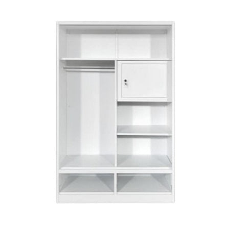 A white wardrobe featuring a delicate design on its door, adding a touch of nature to the furniture.
