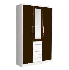 A stylish wardrobe with two doors, combining brown and white colors for a contemporary look in home furnishings.