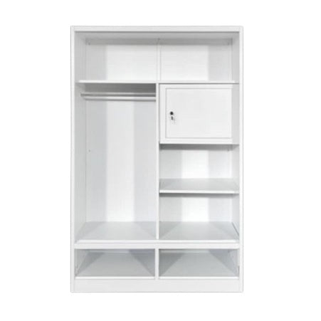 A stylish wardrobe with two doors, combining brown and white colors for a contemporary look in home furnishings.