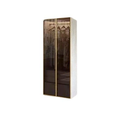 Two-door wardrobe featuring two doors and two drawers, designed for stylish and functional storage.