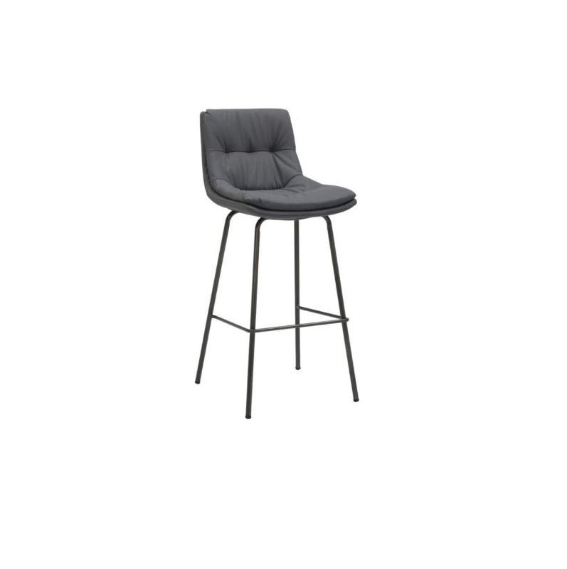 A sleek bar stool featuring sturdy metal legs, perfect for modern dining or bar settings.