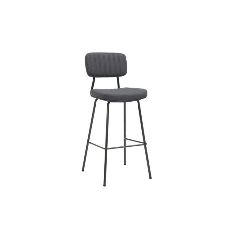 A sleek bar stool featuring sturdy metal legs, perfect for modern dining or bar settings.