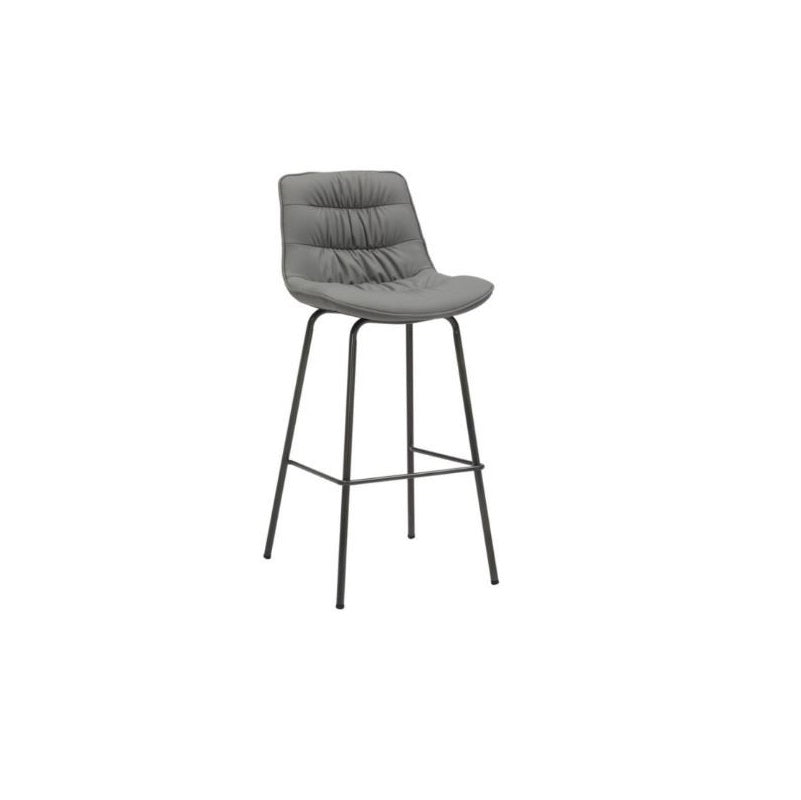 A sleek bar stool featuring sturdy metal legs, perfect for modern dining or bar settings.