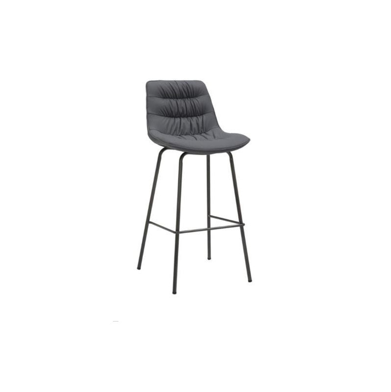 A sleek bar stool featuring sturdy metal legs, perfect for modern dining or bar settings.