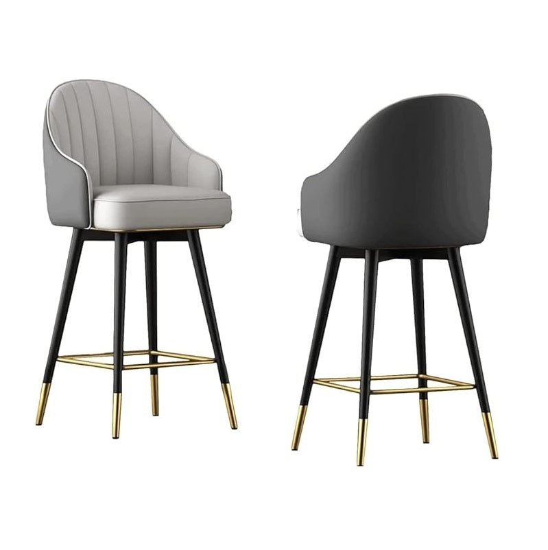 A sleek bar stool featuring sturdy metal legs, perfect for modern dining or bar settings.