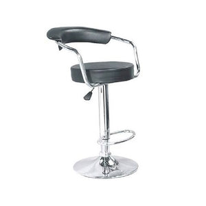 Mathias Adjustable Swivel Bar Stool | Leatherette Upholstered Seat with Armrests & Chrome-Plated Metal Base