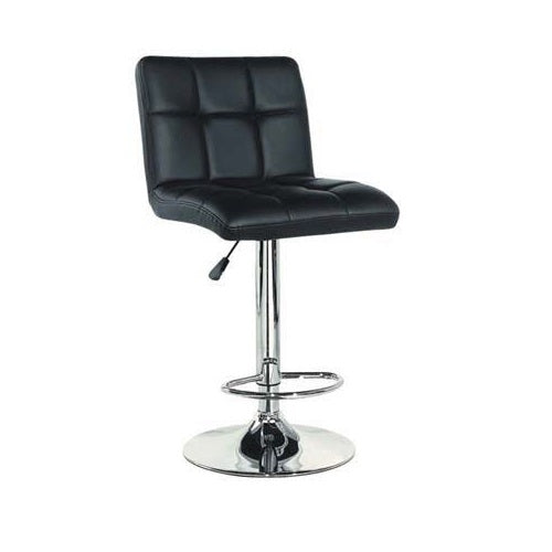 Archie Adjustable Swivel Bar Stool | Leatherette Upholstered Seat with Panel-Stitched Backrest & Chrome-Plated Metal Base