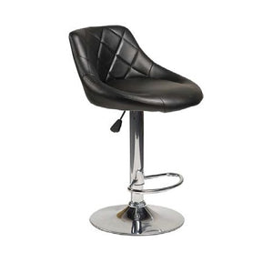 Shiloh Adjustable Swivel Bar Stool | Leatherette Upholstered Seat with Diamond-Stitched Backrest & Chrome-Plated Metal Base
