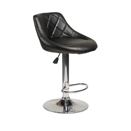 Shiloh Adjustable Swivel Bar Stool | Leatherette Upholstered Seat with Diamond-Stitched Backrest & Chrome-Plated Metal Base