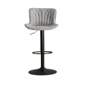 Colin Adjustable Swivel Bar Stool | Fabric Upholstered Seat with Channel-Stitched Backrest & Black Metal Base