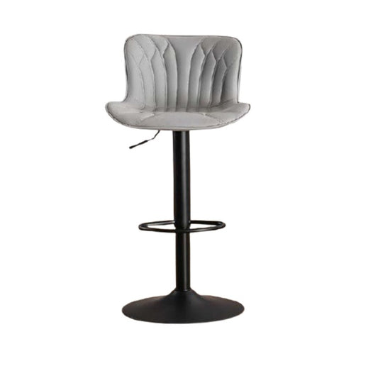 Colin Adjustable Swivel Bar Stool | Fabric Upholstered Seat with Channel-Stitched Backrest & Black Metal Base