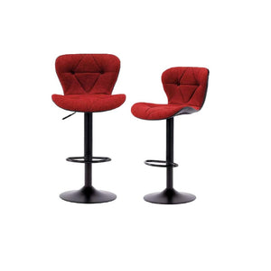 Matthew Adjustable Swivel Bar Stool | Fabric Upholstered Seat with Footrest & Black Metal Base