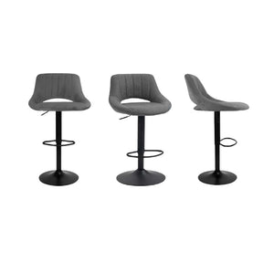 Ezekiel Adjustable Swivel Bar Stool | Fabric Upholstered Seat with Footrest & Black Metal Base