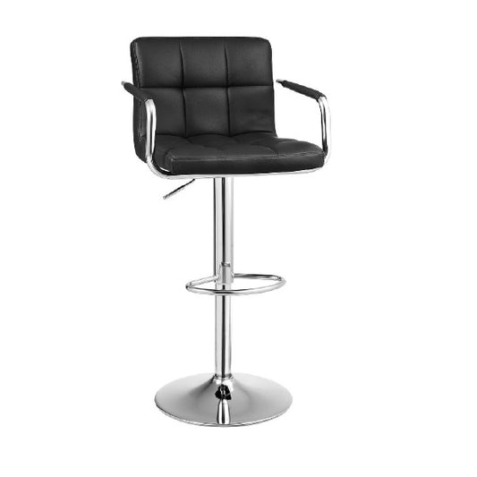Wade Adjustable Swivel Bar Stool | Leatherette Upholstered Seat with Armrests & Chrome-Plated Metal Base