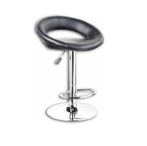 Ezequiel Adjustable Swivel Bar Stool | Leatherette Upholstered Seat with Wraparound Backrest & Chrome-Plated Metal Base