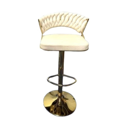 A stylish gold bar stool with a comfortable velvet seat, perfect for enhancing contemporary decor.