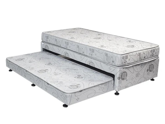 Crafted with simple elegance and expert design, it seamlessly combines functionality and style. The durable wooden bed frame houses a convenient pull-out trundle, offering an extra sleeping space perfect for overnight guests.