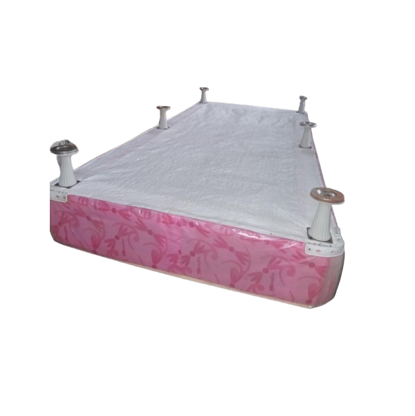 A bed box with a smooth  cover, designed for comfort and aesthetic appeal in a bedroom setting.