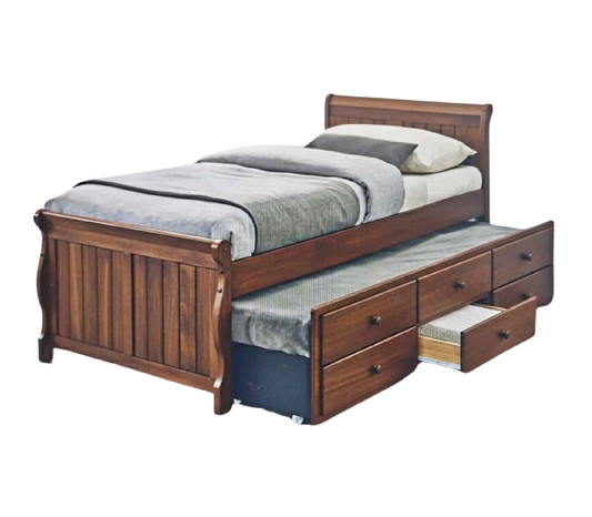 Baby Olivia Wooden Bed Frame with Pull-Out & Storage Drawers for Single Size Bed