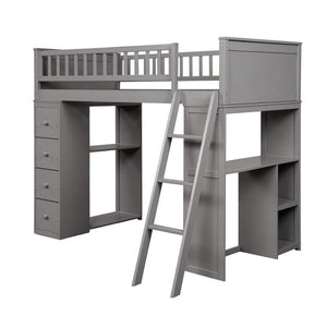 Glen Single Loft Bed for Single Size Bed with 4 Drawers, Study Table & Open Storage